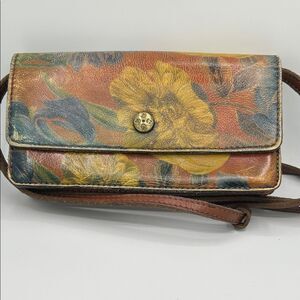 Patricia Nash Floral Leather Crossbody Organizer - Removable Strap
